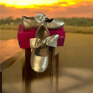 Dream Pairs Gold Kids Dress Shoes with Bow